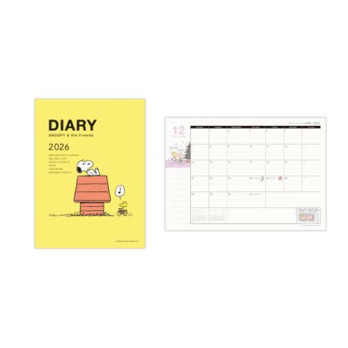 A6マンスリーダイアリー 2026 diary スヌーピー SNA6イエロー犬小屋 ピーナッツ 日本ホールマーク 10月..