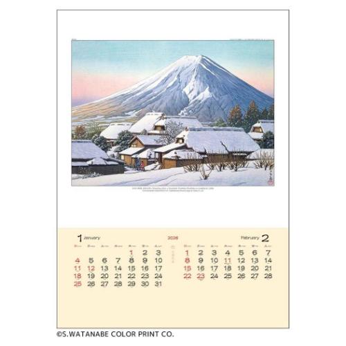 壁掛けカレンダー2026年 2026 Calendar 川瀬巴水 版画作家 トーダン アート 美術 インテリア 令和8年暦