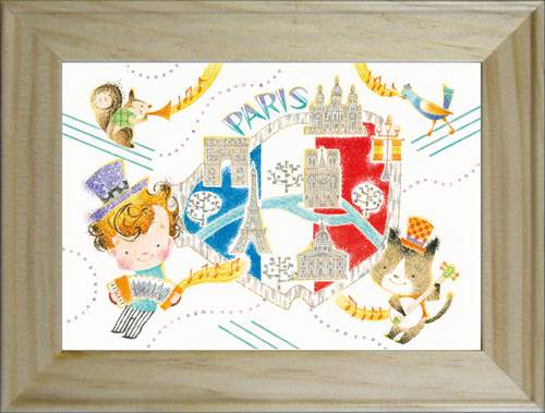 取寄品 サライマサコ MSP-04 ポストカード額装 フレーム付きART イラストアート