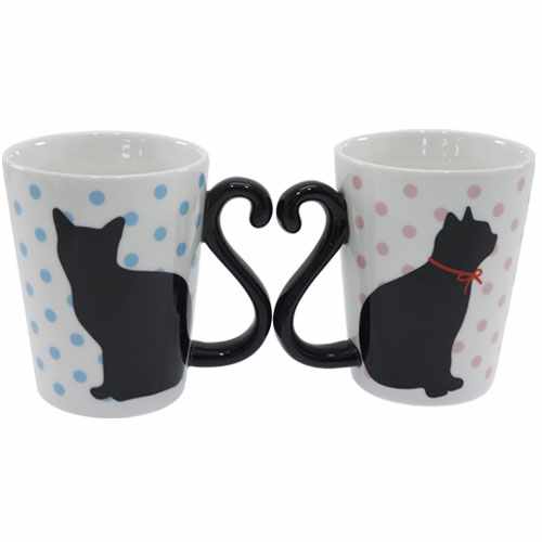 クロネコ 雑貨 ペア マグカップ 2個セット マグカップ 黒猫 ドット アルタ 可愛い 新婚祝い プレゼント食器クロネコ 雑貨 結婚祝い のし利用可