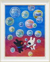 取寄品 リサとガスパール フレンチアート 額付きポスターL しゃぼん玉 可愛い 絵本ファンシー 雑貨