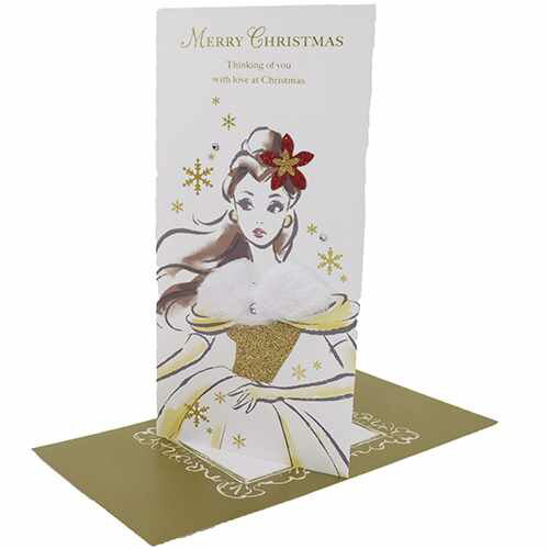プリンセスクリスマスカード グリーティングカード 美女と野獣 ベル Xmas クリスマス ディズニー APJ 封筒付き 可愛い メール便可