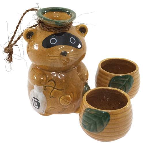 たぬきのとっくりセット とっくり&おちょこ2個セット 酒器アニマル ワンリーエボリューション 酒器セット 面白 デザイン ギフト食器 父の日 のし利用可のサムネイル