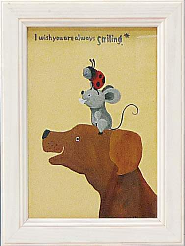 取寄品 武内祐人 カフェ風インテリア 額付きポスター イヌとネズミとテントウ 子供部屋 インテリアグッズ