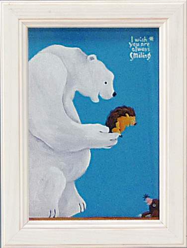 取寄品 武内祐人 カフェ風インテリア 額付きポスター シロクマとハリネズミ 子供部屋 インテリアグッズ