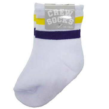 ベビークルーソックス 新生児足首靴下 2 LINE WHITE PURPLE YELLOW オクタニコーポレーション 10〜13cm かわいい はじめてのくつした メール便可