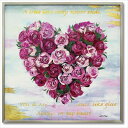 オイルペイントアート ハートローズ フラワー アート 油絵 額装品 インテリアグッズ 取寄品