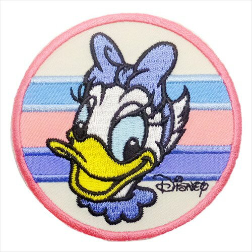 刺繍アイロンパッチ ワッペン デイジーダック ラウンド ディズニー スモールプラネット 直径7cm 手芸用品 メール便可のサムネイル