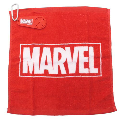 カラビナホルダー付き ウォッシュタオル ハンドタオル MARVEL センターレッドロゴ マーベル 丸眞 ギフト 雑貨 メール便可