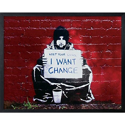  Banksy A[gt[ oNV[ I Want Change H IBA-61755 53x43x3.2cm ztCeA i