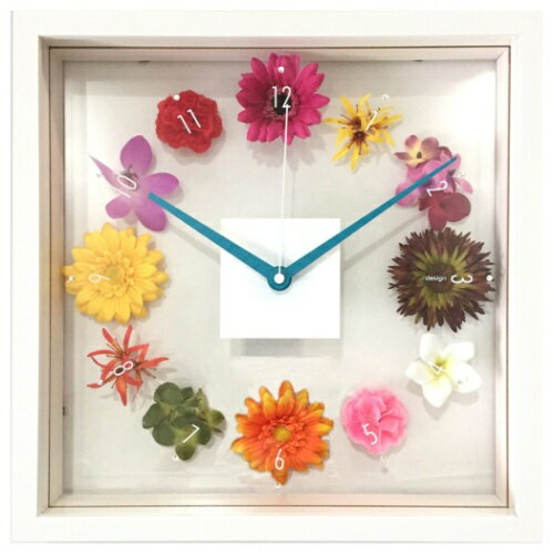送料無料 Design Clock 掛け時計 デザインクロック Hana tokei 美工社 CDC-51964 32x32x5.2cm 造花 ギフトインテリア 取寄品