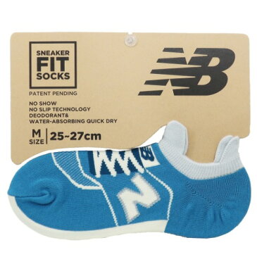 メンズ スニーカーソックス 男性用 靴下 ニューバランス ブルー new balance レンフロジャパン 25-27cm プレゼント スポーツブランド