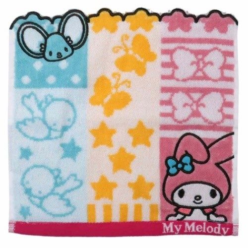 ジャガード ハンカチタオル ミニタオル マイメロディ シャンブルマイメロ サンリオ 丸眞 25x25cm プチギフト 通販 メール便可