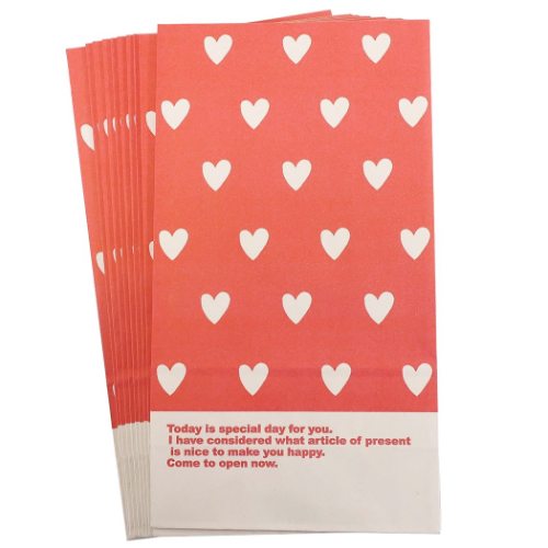 ギフトバッグ 10枚セット ハート ラッピング袋 クローズピン 包装用品 ガーリープレゼント袋 メール便可