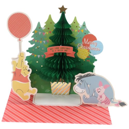 ハニカムツリー クリスマスカード くまのプーさん ディズニー APJ 封筒付きグリーティングカード メール便可