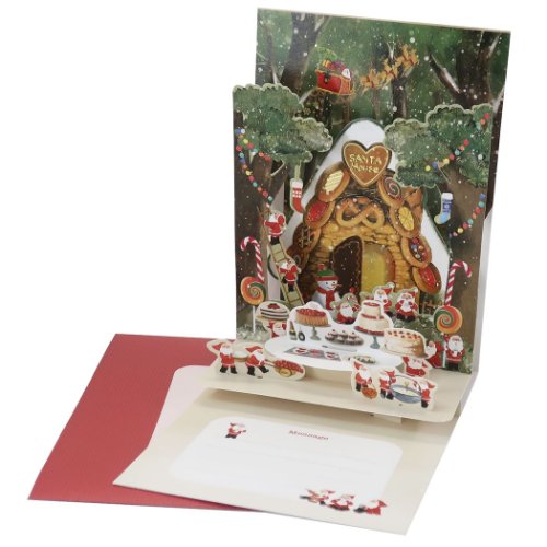 ポップアップカード クリスマスカード ミニサンタ お菓子の家 APJ 封筒付きグリーティングカード Xmas雑貨 メール便可
