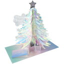 ホログラムハニカムラウンドカード Pop up Card series クリスマスカード ホワイト APJ 封筒付きグリーティングカード Xmas メール便可