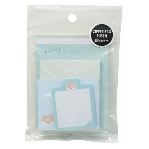 シバイヌ ジッパーバッグ ふせん 付箋 カミオジャパン 合計85枚綴り おしゃれ メール便可