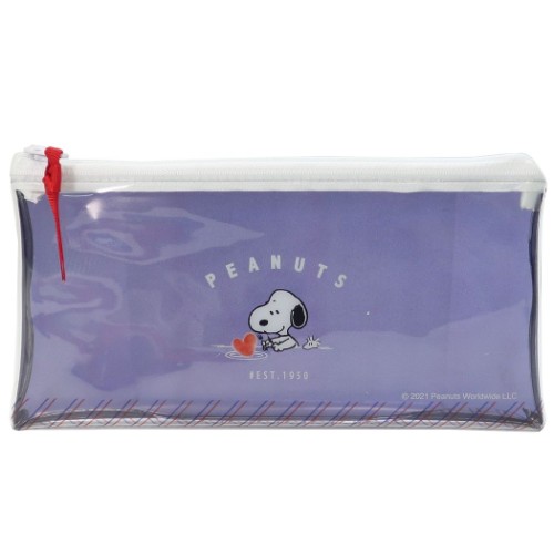 フラット クリア ペンケース 筆箱 スヌーピー ハート ピーナッツ カミオジャパン ペンポーチ メール便可のサムネイル
