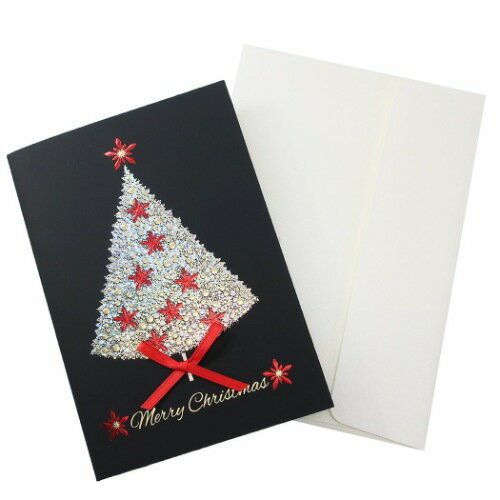 メッセージカード 退職祝い グリーティングカード CHRISTMAS イタリア製 クリスマスカード ツリー リボン アクティブコーポレーション ギフト雑貨 封筒付き Xmasカード メール便可