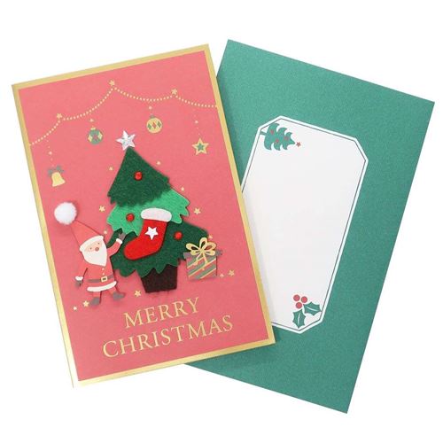 フェルト グリーティングカード クリスマスツリー クリスマスカード APJ 封筒付きグリーティングカード Xmas メール便可