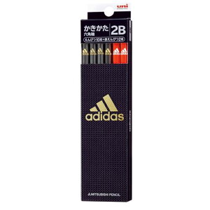 鉛筆 12本セット かきかたえんぴつ 2B＆赤鉛筆ダース アディダス adidas AI 04 黒金 新入学 三菱鉛筆 新学期準備文具 かきかた鉛筆 ダース 小学生 男の子 スポーツブランド メール便可