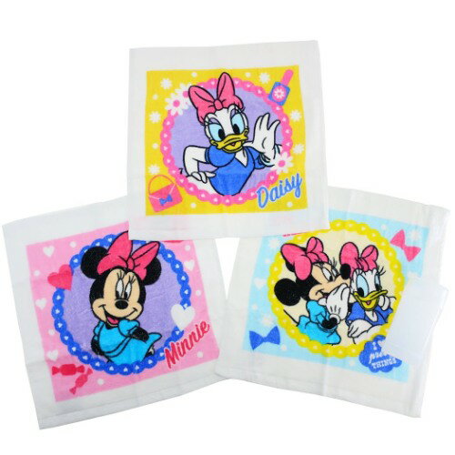 円筒ケース付き 制菌 ハンドタオル 3枚セット ハンドタオル ミニー&デイジー キュートアイテム ディズニー 丸眞 おしぼりタオル