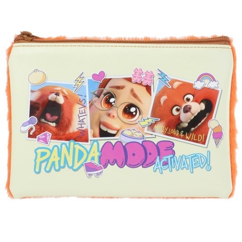 もこもこ ポーチ コスメポーチ 私ときどきレッサーパンダ ディズニー インロック フラットポーチ 化粧ポーチ 小物入れ メール便可のサムネイル