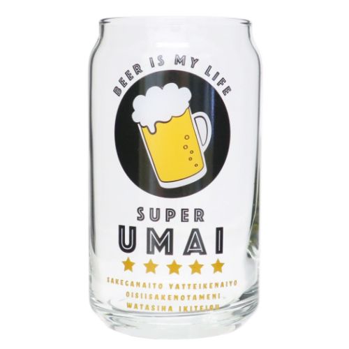 缶型グラス ガラスコップ SUPER UMAI サンアート プレゼント ギフト おもしろ雑貨