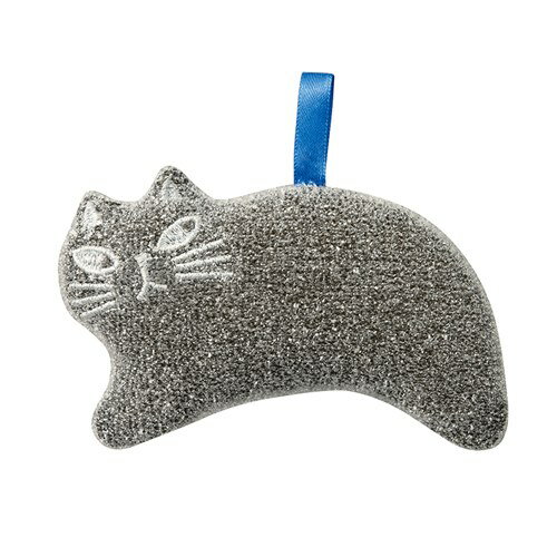 キラキラおそうじスポンジ キッチンスポンジ クロ ねこ デコレ キッチン雑貨 台所スポンジ ギフト雑貨