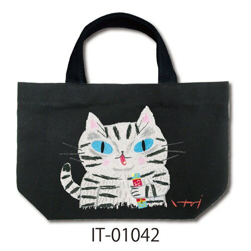 コットンランチバッグ ミニトート 糸井忠晴 チュール ねこ ユーパワー IT-01042 お弁当かばん 取寄品