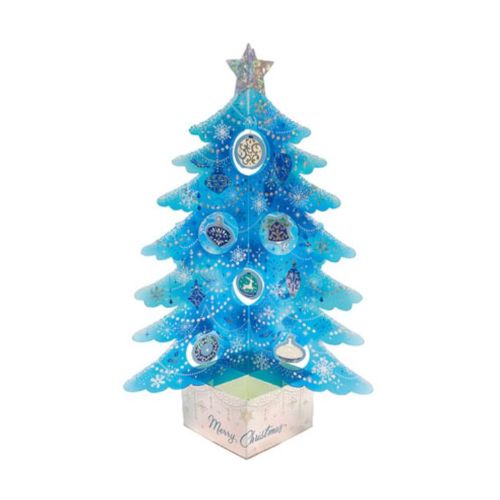 クリスマスカード JX61-1 立体 グリーティングカード CHRISTMAS 青緑透明ツリー サンリオ ギフト雑貨 Xmasカード メール便可