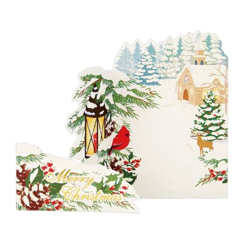 クリスマスカード JX9-2 グリーティングカード CHRISTMAS 雪の積もる森にランタン サンリオ ギフト雑貨 Xmasカード メール便可