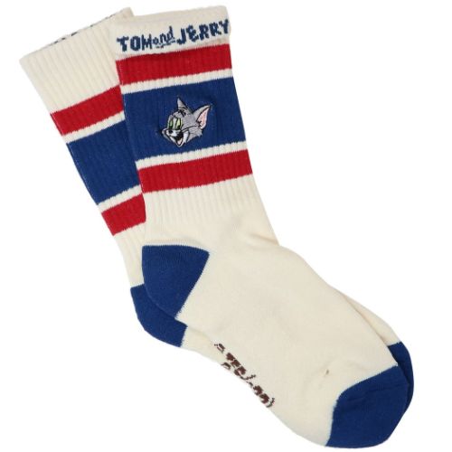 Old School Socks レディース ワンポイント刺繍ソックス 女性用靴下 トムとジェリー TOM ワーナーブラザース スモールプラネット スクールソックス メール便可