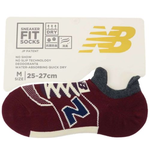 楽天雑貨＆アートの通販店ベルコモンメンズスニーカーソックス M 男性用靴下 ニューバランス ワイン new balance シン NB エヌビー フレンズヒル FRIENDSHILL プレゼント 男の子 スポーツブランド メール便可