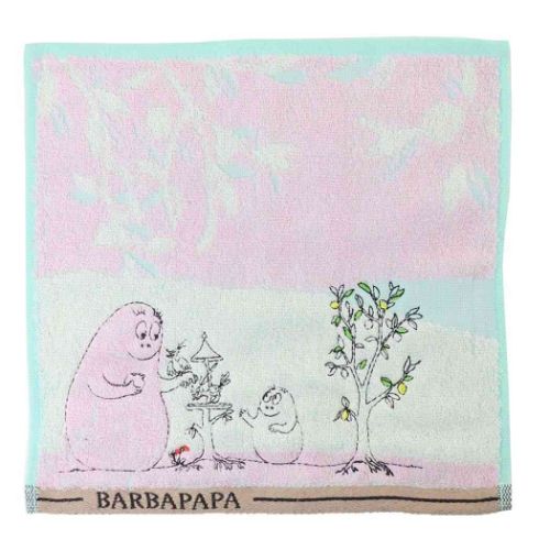 ジャガードハンカチタオル オーガニックコットン ミニタオル バーバパパ ルーツ BARBAPAPA 丸眞 汗拭きタオル メール便可