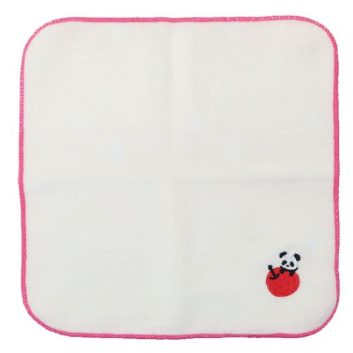 刺繍ミニタオル ハンカチタオル ミニタオル りんごパンダ ミントイン 汗拭きタオル かわいい メール便可のサムネイル