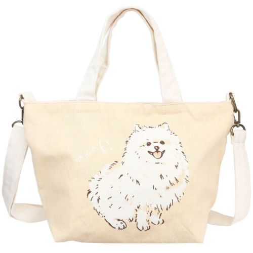 お散歩ミニトートバッグ ショルダー付き 2wayバッグ クッキーBE いぬ ミントイン お弁当かばん かわいいのサムネイル