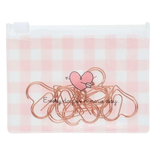 ゼムクリップ スライダーケース入りダイカットクリップ 8本セット クリップ ハートクリップ ピンク S＆..