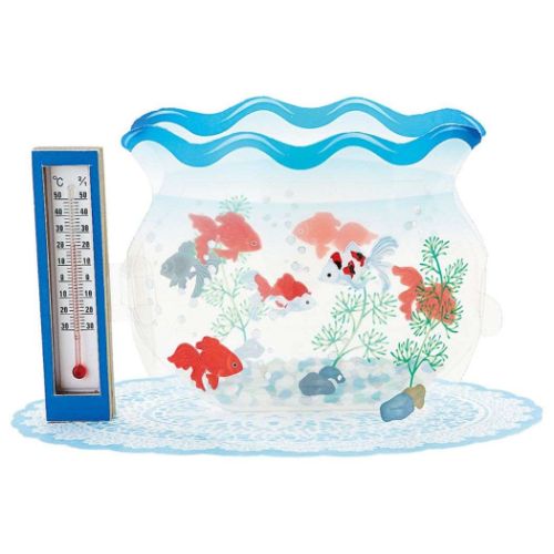 シヨチユウJSP 40-3 温度計付き立体カード グリーティングカード サマーカード 温度計付き金魚鉢 サンリオ 暑中お見舞い メッセージカード メール便可
