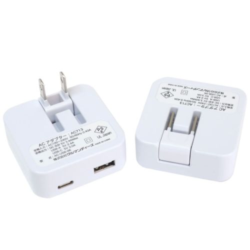 USB/USB Type-C ACアダプタ 急速充電器 ちいかわ うさぎ グルマンディーズ USBType-A コンパクト 充電器 コンセント ACアダプター メール便可