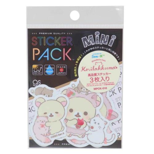 ステッカーパックミニ 3枚セット ステッカーリラックマ コリラックマ サンエックス ゼネラルステッカー 耐水耐光 デコステッカー メール便可