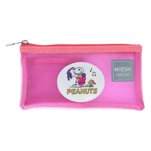 メッシュケース MIESH スリム PEANUTS AMERICAN TASTE 10 コスメポーチ スヌーピー ピンク ピーナッツ サンスター文具 小物入れ 筆箱 かわいい メール便可