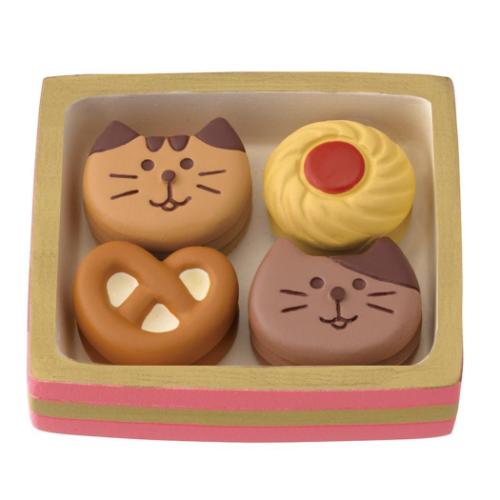 ねこねこクッキーBOX マスコット Bpnjour chocolat concombre デコレ ミニチュア オブジェ ディスプレイ 置物 メール便可