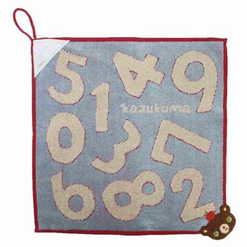 ループ付きウォッシュタオル ループタオル かずくま ワッペン 日繊 入園入学準備雑貨 絵本メール便可