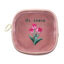 刺繍ミニポーチ リップポーチ Sunny Spring Day B チューリップ サンスター文具 収納 小物入れ プレゼント おしゃれ