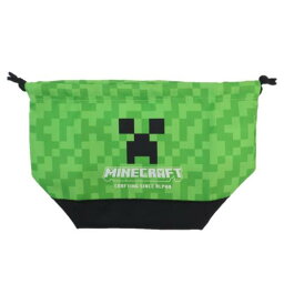 マチ付き巾着 低学年 ランチ巾着 マインクラフト グリーン 新入学 Minecraft ニシオ 新学期準備雑貨 ゲームメール便可