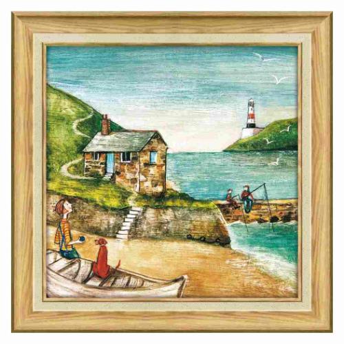 アートフレーム カフェ インテリア ジョー ラム ハーバー ビーコン ユーパワー JR-09023 絵画 額付きポ..