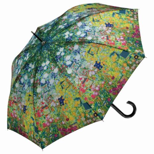 名画モザイクアートシリーズ 木製ジャンプ傘 長傘 クリムト フラワーガーデン ユーパワー AM-02606 雨具 レイン取寄品