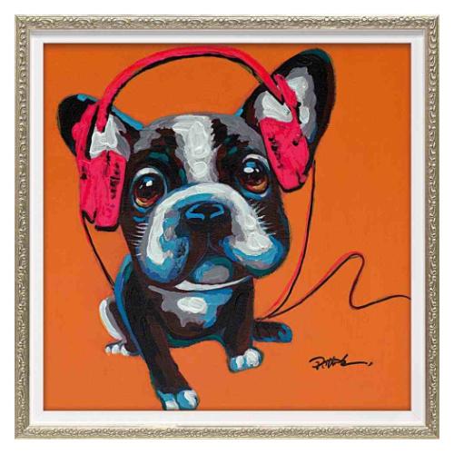 オイル ペイント アート Sサイズ 動物画 オレンジ ドギー ユーパワー OP-07087 ギフト 額付き インテリ..